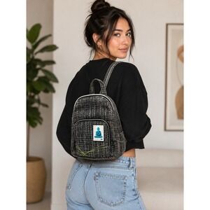 Dime Bags Mini Backpack Gray Hemp Canvas Buddha Patch Festival Travel